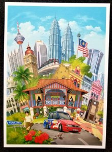 [AG] P154 Malaysia Tourism Kuala Lumpur City Taxi Train House (postcard) *New