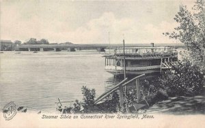 STEAMER SHIP SILVA CONNECTICUT RIVER SPRINGFIELD MASSACHUSETTS POSTCARD (c.1905)