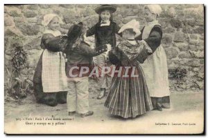 Postcard Old Children Folklore Dance