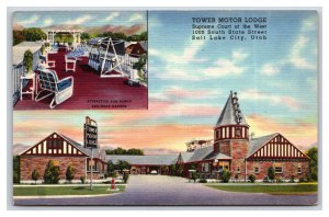 Tower Motor Motel Lodge Salt Lake City Utah UT UNP Linen Postcard R27