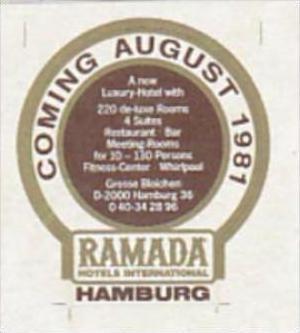 GERMANY HAMBURG RAMADA HOTEL VINTAGE LAUGGAGE LABEL