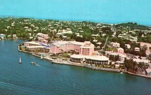 Vintage Postcard The Princess Hotel Facing Blue Water Hamilton Harbour Liners