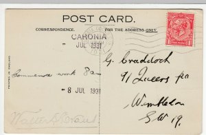 Shipping; Cunard RMS Caronia PPC, 1931 PMK On CSS Co Perfin, Caronia Cachet 