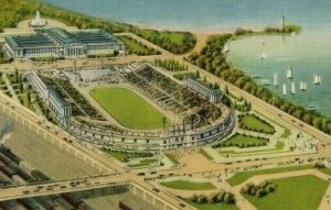 Postcard Soldier's Field, Home of the Bears & Field Museum , Chicago, IL     aa2