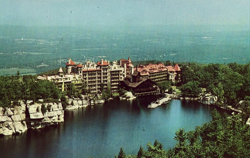 Aerial View - House and Catskills, Mohonk Lake - New Paltz, New York Postcard