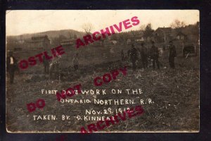 Ontario WISCONSIN RPPC 1912 RAILROAD CONSTRUCTION Spur Line? ONTARIO-NORTHERN RR