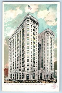 1905 Baltimore Maryland MD Vintage Postcard B. O. R. R. Co Office Building Crowd