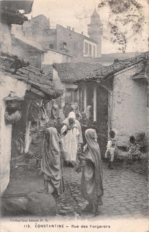 CONSTATINE ALGERIA AFRICA RUE des FORGERORS~IDEALE P S #115 POSTCARD c1910s 