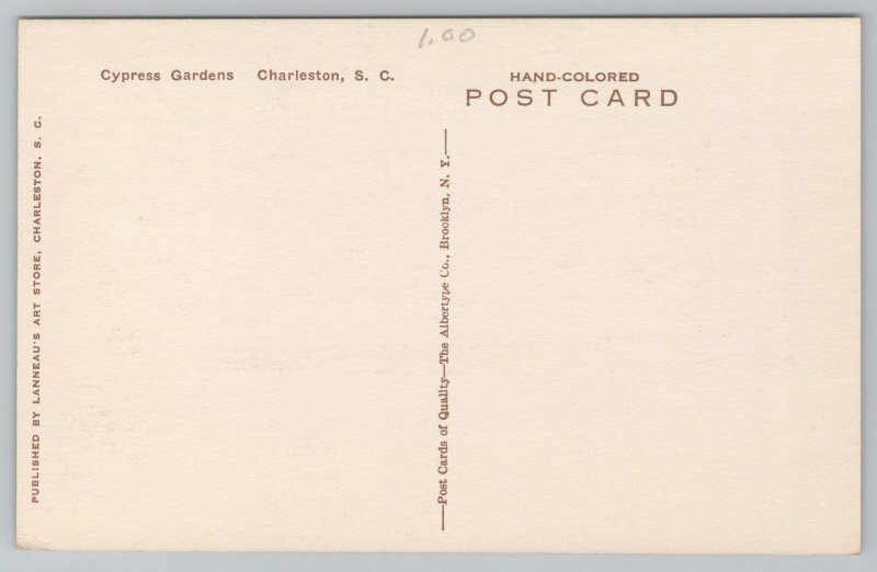 Charleston SC~Cypress Gardens Rowboat Tour~Spanish Moss~Flowers~Handcolor 1920s 