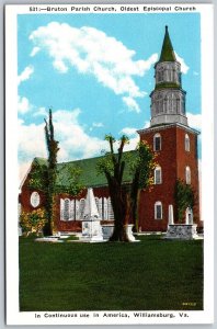 Vtg Williamsburg Virginia VA Bruton Parish Episcopal Church 1920s View Postcard