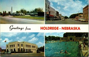 Vtg Holdredge NE Tower Lodge Motel Main Street View Banner Greetings Postcard