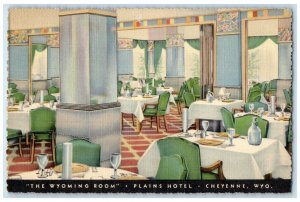 c1940 Wyoming Room Plains Hotel Interior Restaurant Cheyenne Wyoming WY Postcard