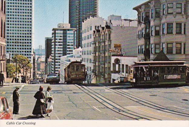 California San Francisco Cable Car Crossing At California and Powell Streets