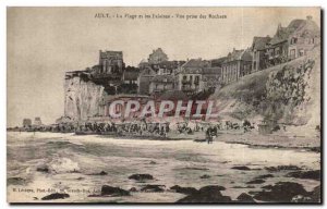 Old Postcard Ault Beach and cliffs taking view of the rocks