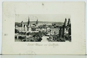 Switzerland ZURICH Utoquai und Quaibrucke c1909 Postcard J13