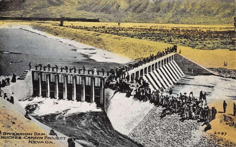 Diversion Dam Nevada Truckee Carson Project Workers Antique Postcard K41973