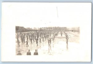 WWI Postcard RPPC Photo US Military Exercises Stadium c1910's Unposted Antique