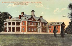 Champaign Illinois University Womans Building Exterior Antique Postcard K24213