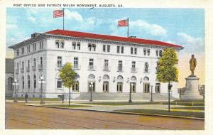 AUGUSTA, GA Georgia  POST OFFICE & PATRICK WALSH Monument  c1940's Postcard