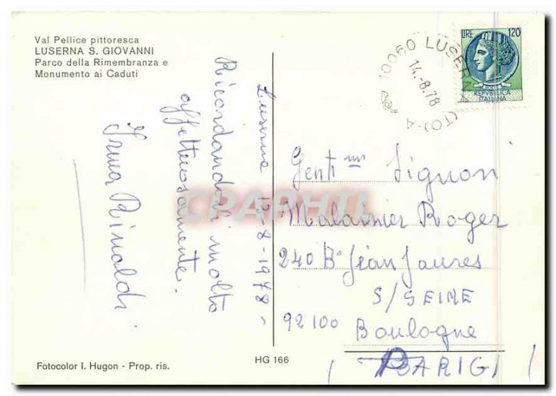 Postcard Modern Val Pellice Pittoresca Luserna San Giovanni Parco della Rimem...