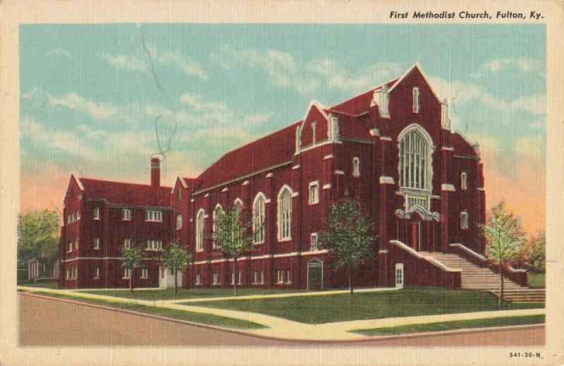 Postcard First Methodist Church Fulton Kentucky