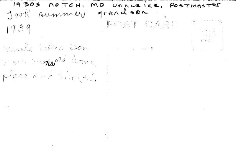 1930s Notch Missouri Unkleike Postmaster RPPC Postcard 25-11562