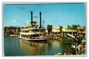 Vintage 1957 Disneyland Postcard Frontierland Mark Twain Riverboat Ride Original