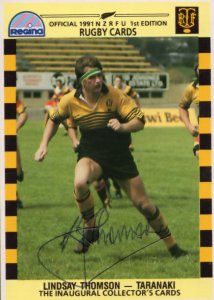 Lindsay Thomson Wellington Team Rugby 1991 Hand Signed Card Photo