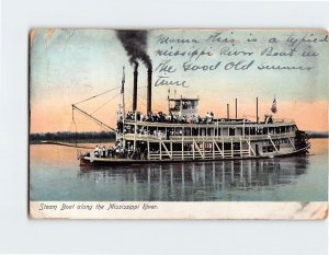 Postcard Steam Boat along the Mississippi River USA