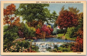 Waukegan Illinois ILL, Cascades in Grand Avenue Park, Nature, Vintage Postcard