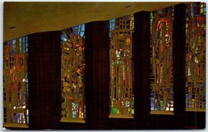 Postcard - Stained Glass Windows, Left Side of Chapel, Franciscan Monastery, USA