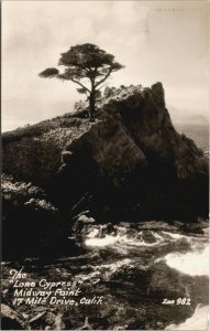RPPC Lone Cypress Midway Point 17 Mile Drive California Real Photo Postcard