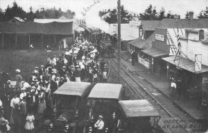 Long Beach, Washington Train Railroad Depot Pacific County 1908 Vintage Postcard