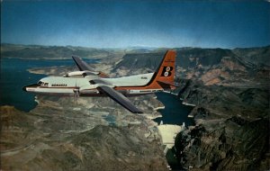 Lake Mead Nevada NV Bonanza Airlines Airplane Air View Vintage Postcard