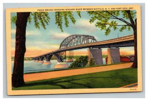 Vintage 1940's Postcard Peace Bridge Niagara River Buffalo NY & Erie Ontario