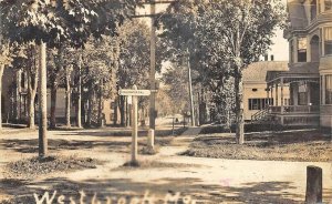 1908 Westbrook ME Street View Note Stroudwater Sign real photo Postcard