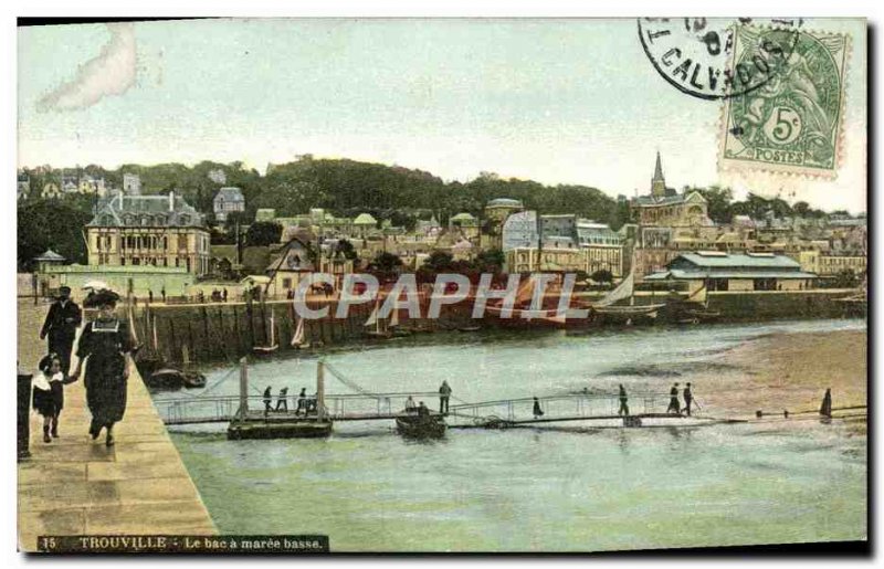 Old Postcard Trouville Tray at low tide