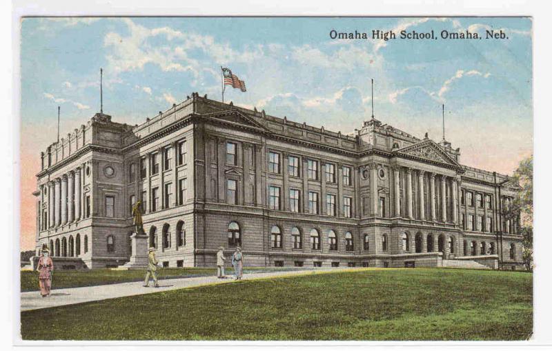 Omaha High School Nebraska 1910c postcard