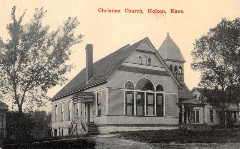 Christian Church, Holton, Kansas ca 1910s Vintage Postcard