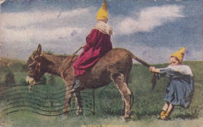 Humour Children With Donkey Patience Personified 1909