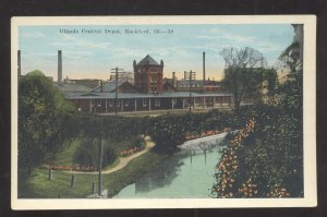 ROCKFORD ILLINOIS CENTRAL RAILROAD DEPOT TRAIN STATION VINTAGE POSTCARD