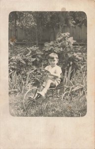 YOUNG BOY ON TRICYCLE~1918 REAL PHOTO POSTCARD-KOLOMYJA POLAND POSTMARK