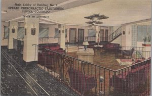 Postcard Main Lobby of Building No 2 Spears Chiropractic Sanitarium Denver CO