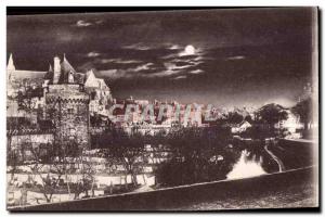 Old Postcard Vannes ramparts moonlight