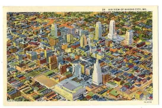 Air View of Downtown Kansas City Missouri MO, Linen