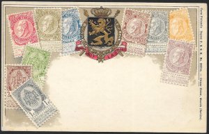 BELGIUM Stamps on Postcard Embossed Shield Unused c1905