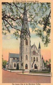 Vintage Postcard 1943 St. Mary's Church Merrimac Valley Lawrence Massachusetts
