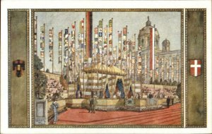 Art Deco Wien Austria Sangerbundesfestes Flags of Nations? 1928 Postcard