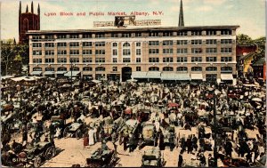 Postcard NY Albany Lyon Block and Public Market