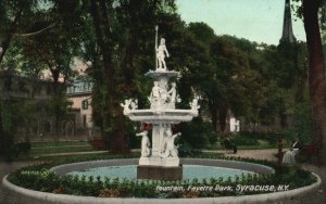 Vintage Postcard 1910's Fountain Fayette Park Syracuse New York Valentine & Sons